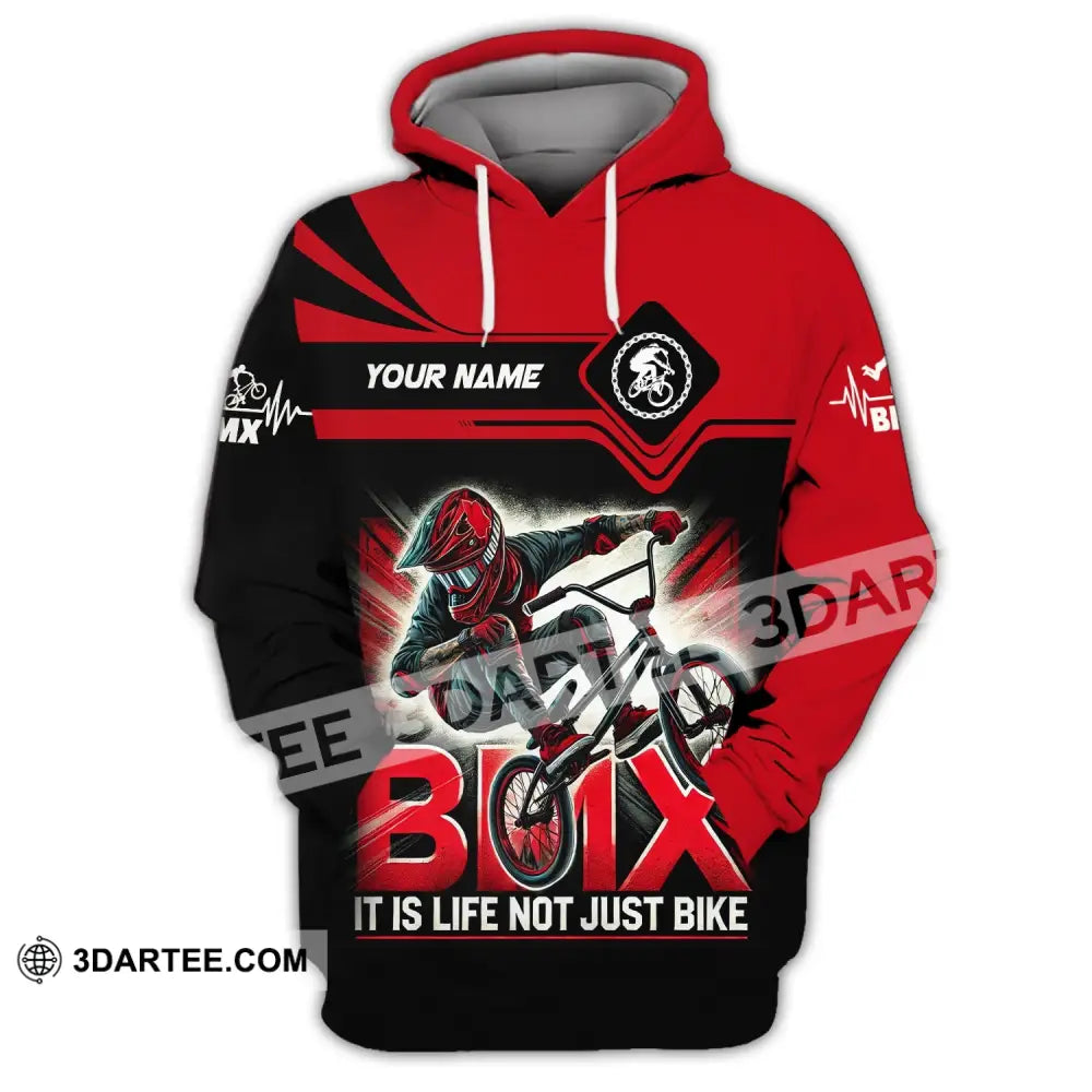 Man Shirt Custom Name Bicycle Moto Cross Bmx Polo Long Sleeve Hoodie / S T-Shirt