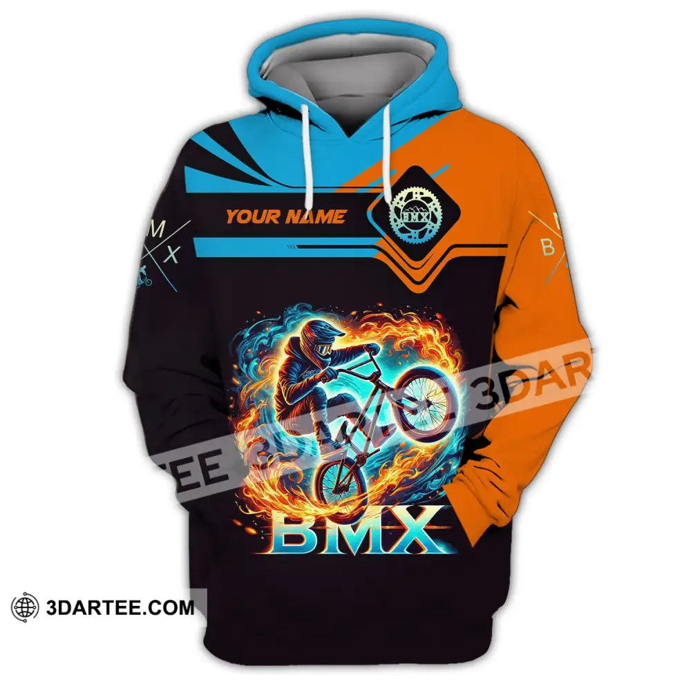 Man Shirt Custom Name Bicycle Moto Cross Bmx Polo Long Sleeve Hoodie / S T-Shirt