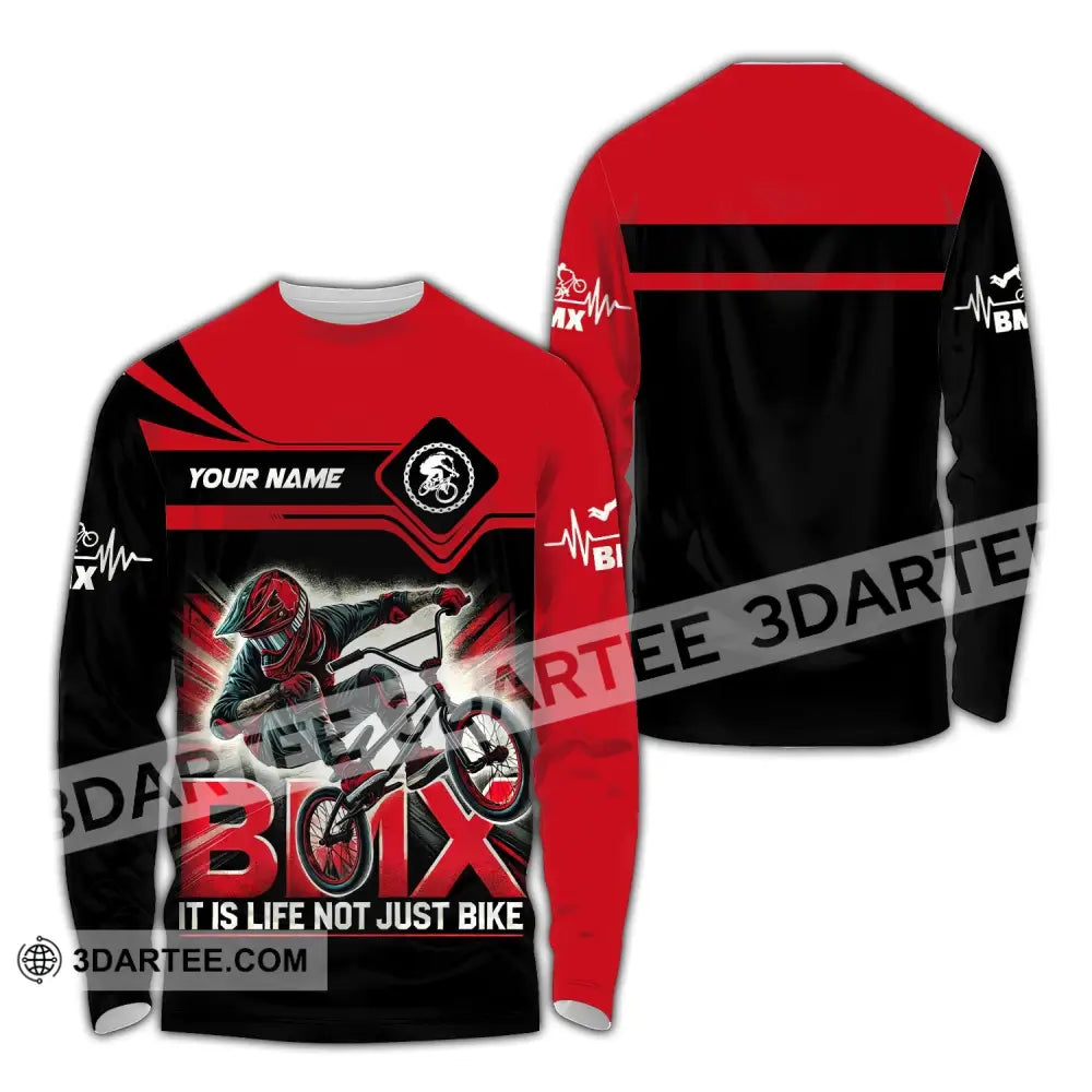 Man Shirt Custom Name Bicycle Moto Cross Bmx Polo Long Sleeve Hoodie / S T-Shirt