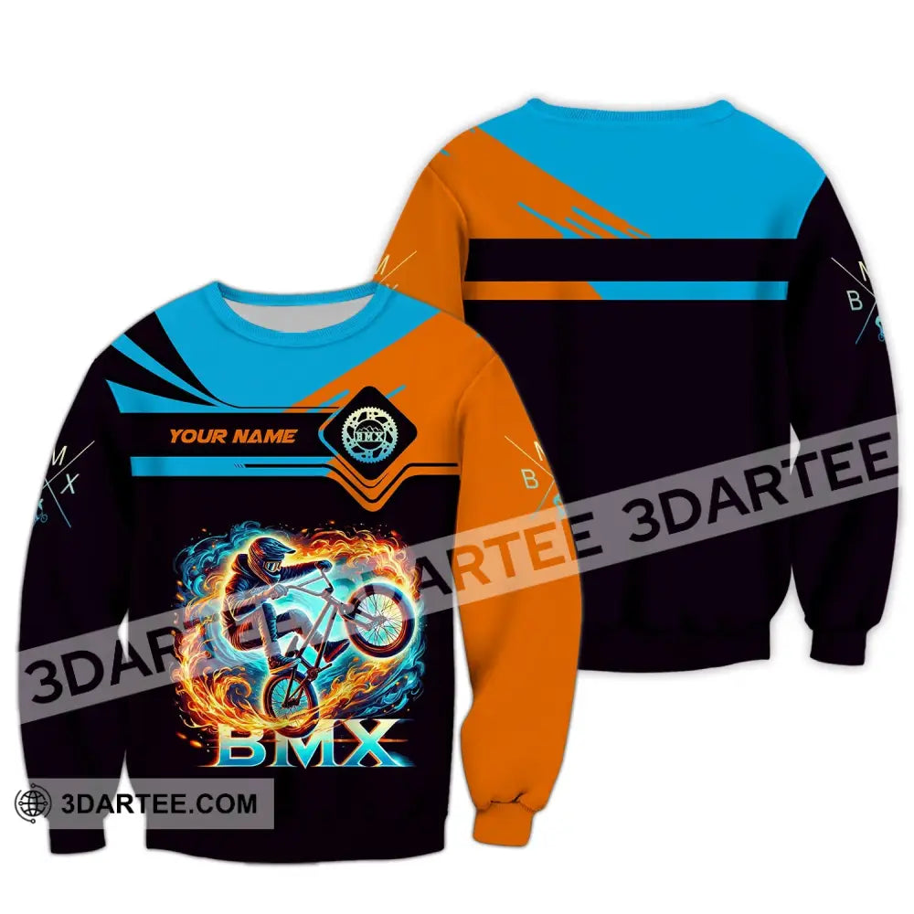 Man Shirt Custom Name Bicycle Moto Cross Bmx Polo Long Sleeve Hoodie / S T-Shirt