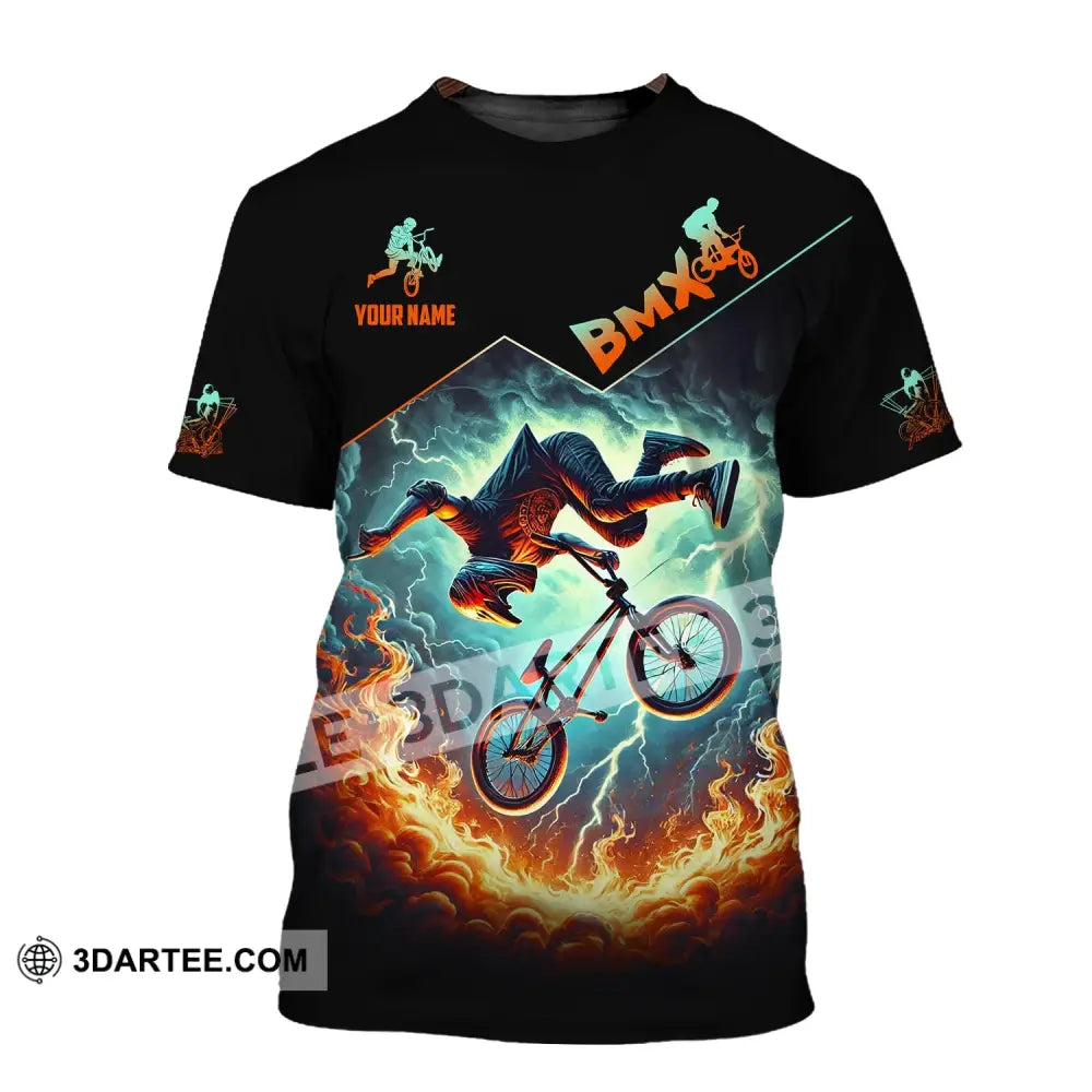 Man Shirt Custom Name Bicycle Moto Cross Bmx Polo Long Sleeve Hoodie T-Shirt / S T-Shirt