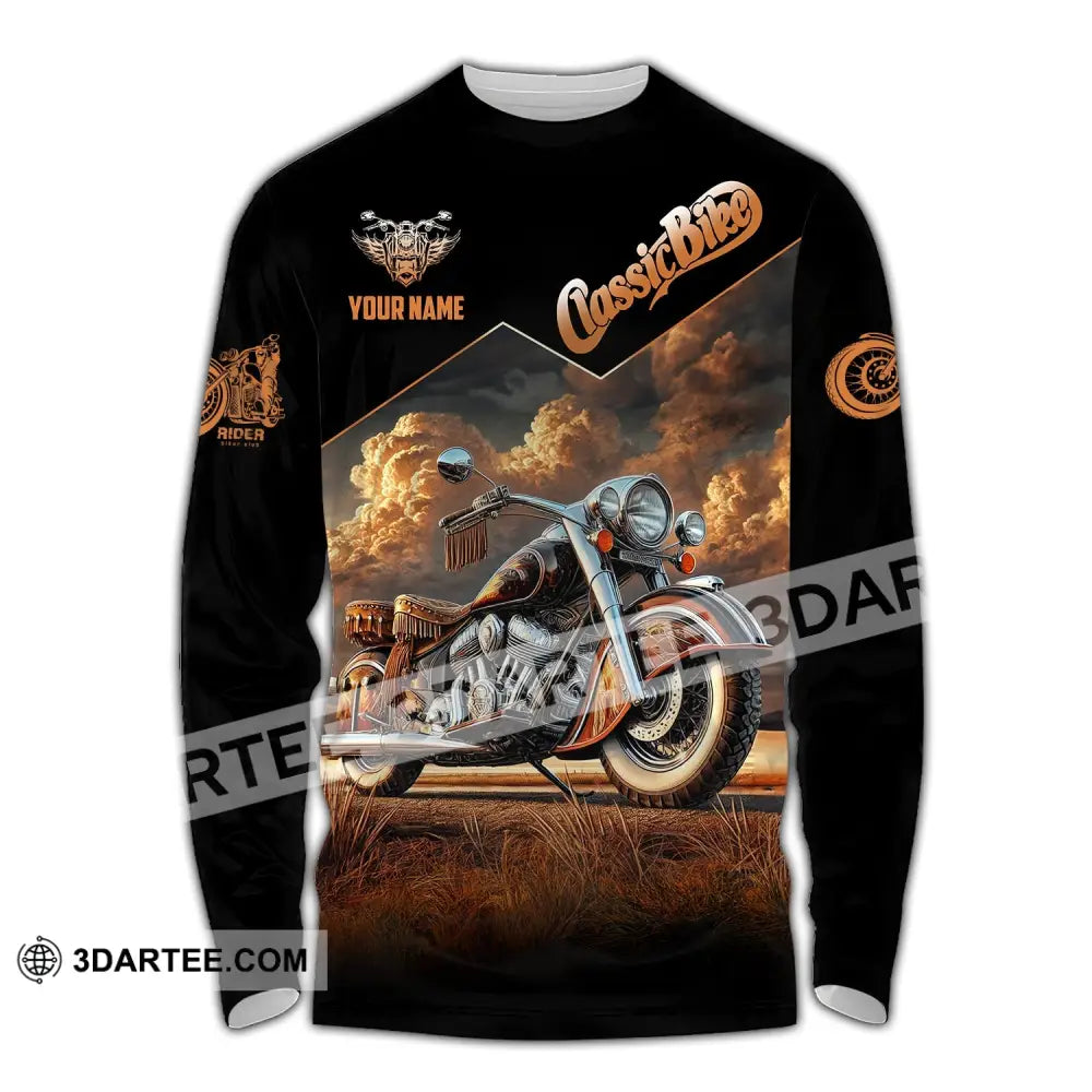 Man Shirt Custom Name Biker Classic Bike Love T-Shirt For Bikers Clothing Long Sleeve / S T-Shirt