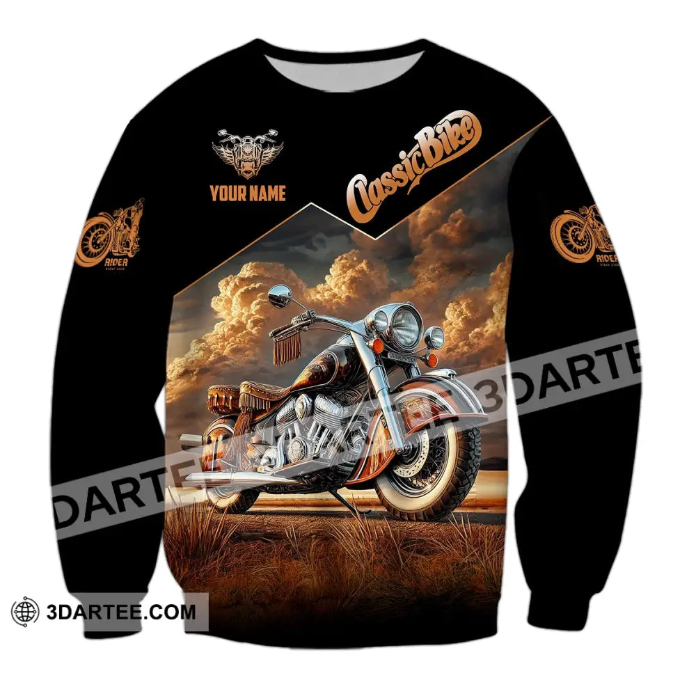 Man Shirt Custom Name Biker Classic Bike Love T-Shirt For Bikers Clothing Long Sleeve / S T-Shirt