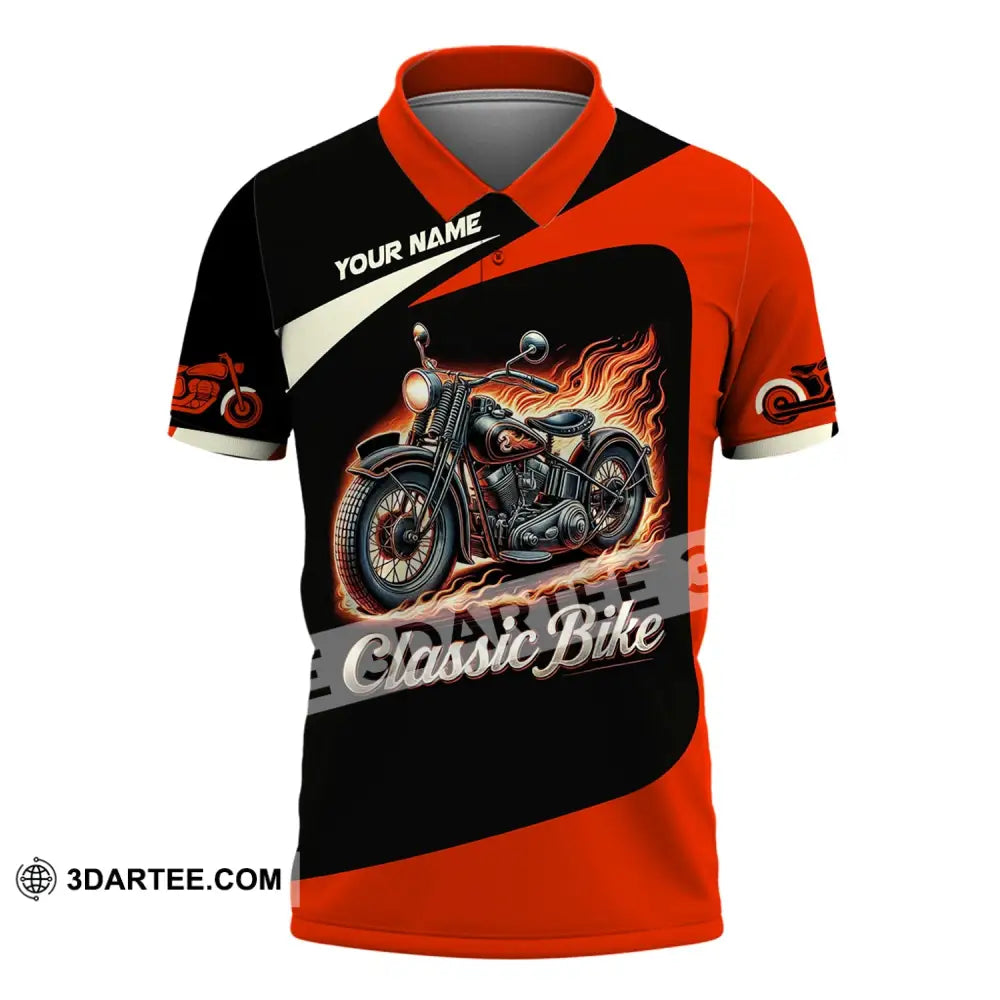 Man Shirt Custom Name Biker Classic Bike Love T-Shirt For Bikers Clothing Polo / S T-Shirt