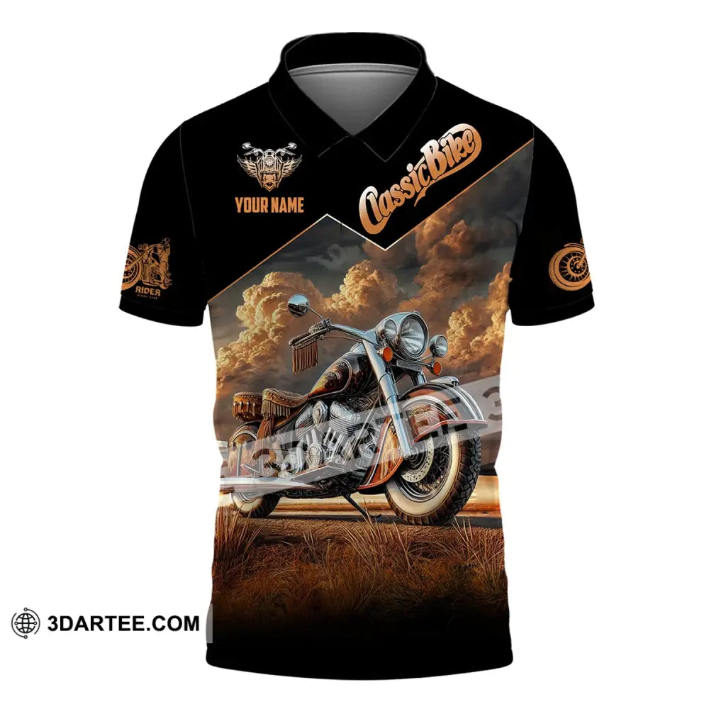 Man Shirt Custom Name Biker Classic Bike Love T-Shirt For Bikers Clothing Polo / S T-Shirt