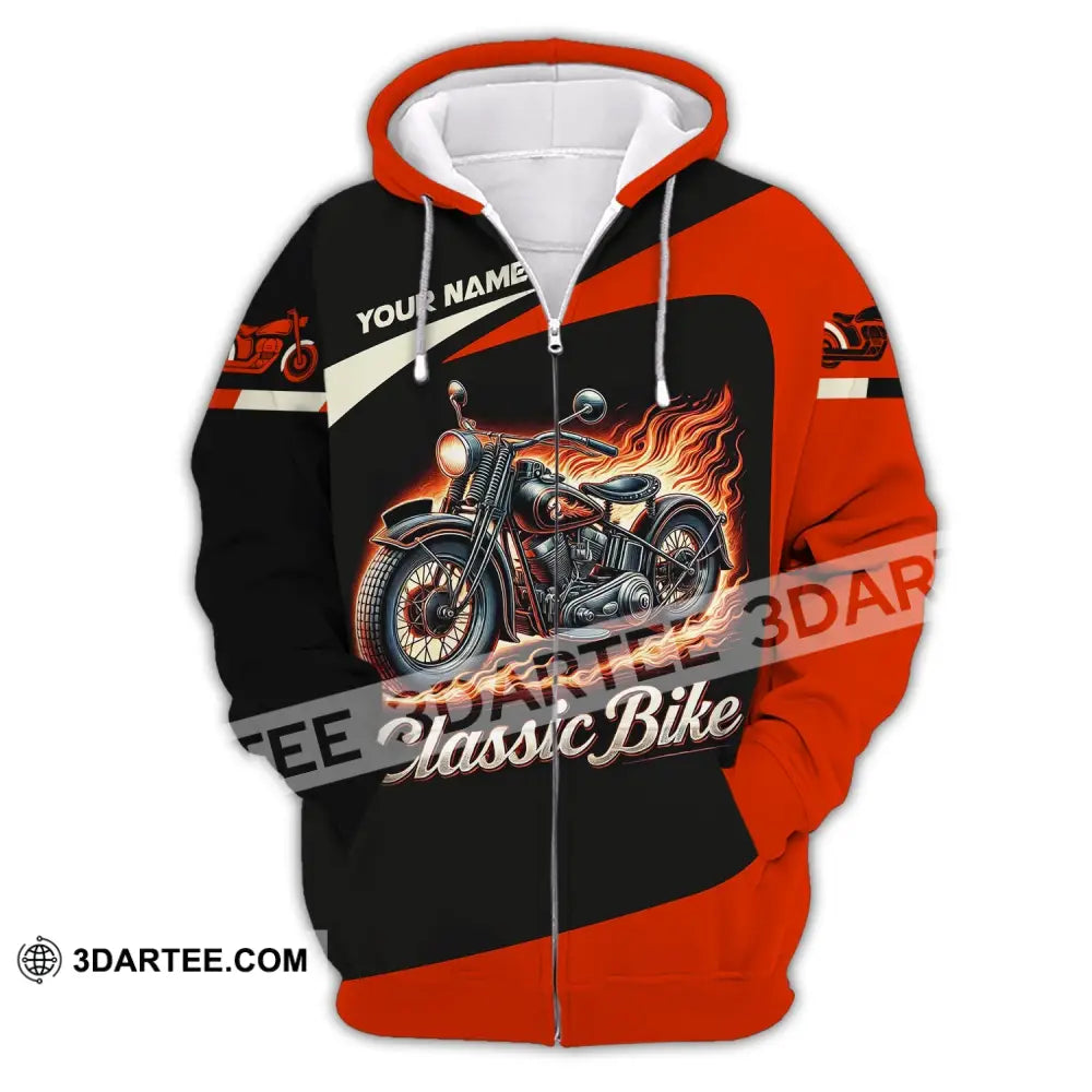 Man Shirt Custom Name Biker Classic Bike Love T-Shirt For Bikers Clothing Zipper Hoodie / S T-Shirt