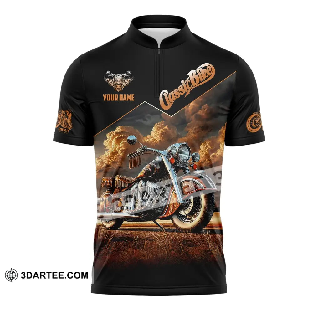 Man Shirt Custom Name Biker Classic Bike Love T-Shirt For Bikers Clothing Zipper Polo / S T-Shirt