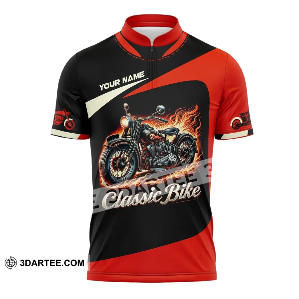 Man Shirt Custom Name Biker Classic Bike Love T-Shirt For Bikers Clothing Zipper Polo / S T-Shirt