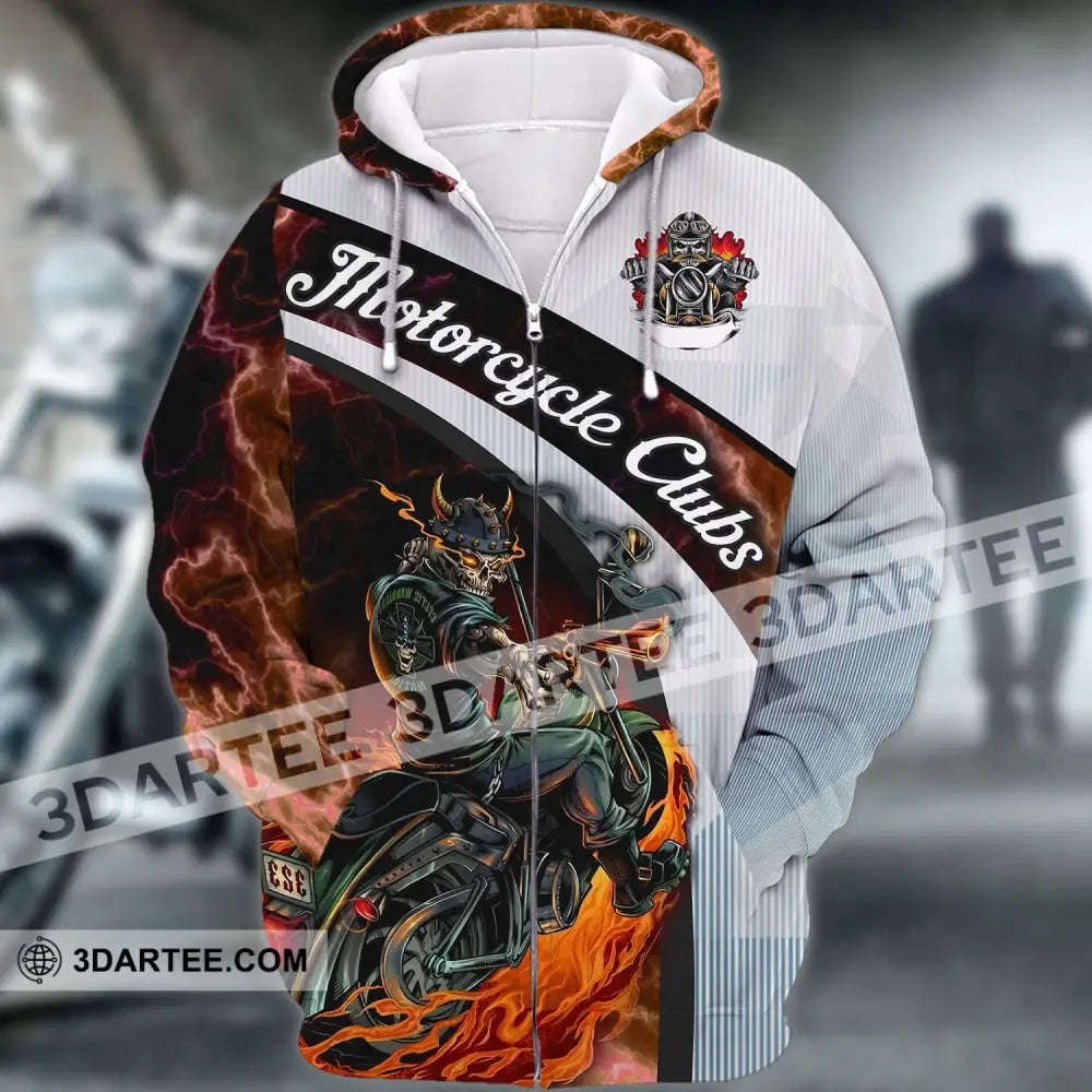 Man Shirt - Custom Name Biker Gang T-Shirt Motorcycle Club Skull Zipper Hoodie / S T-Shirt