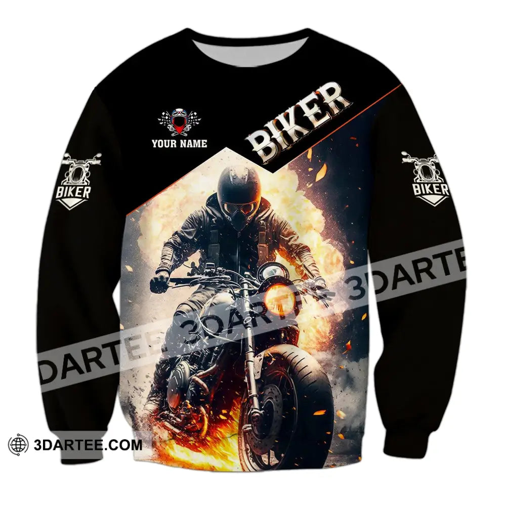 Man Shirt Custom Name Biker Hoodie Polo Long Sleeve / S T-Shirt