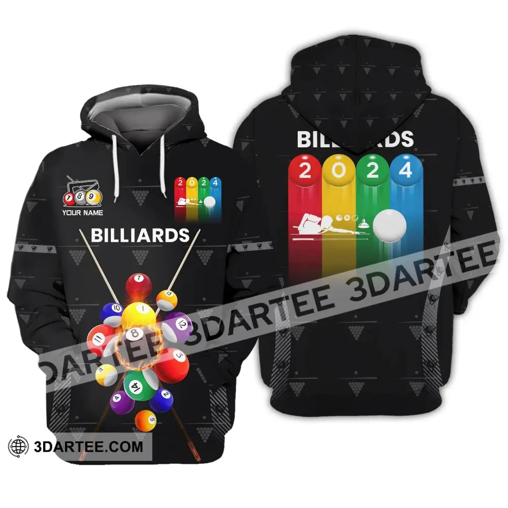 Man Shirt Custom Name Billiards Polo Long Sleeve Gift T-Shirt Hoodie / S