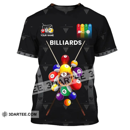 Man Shirt Custom Name Billiards Polo Long Sleeve Gift T-Shirt / S