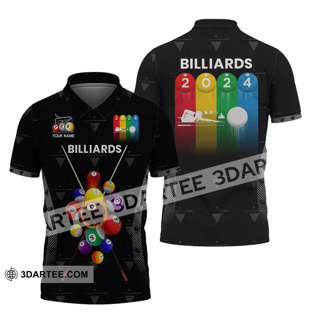 Man Shirt Custom Name Billiards Polo Long Sleeve Gift T-Shirt / S