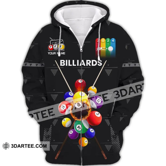 Man Shirt Custom Name Billiards Polo Long Sleeve Gift T-Shirt Zipper Hoodie / S