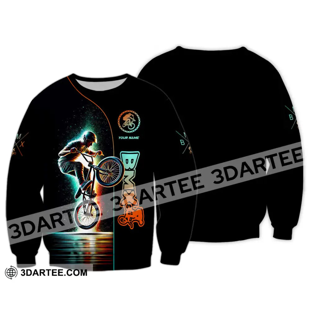 Man Shirt Custom Name Bmx Bike Gift Polo Hoodie Long Sleeve / S T-Shirt