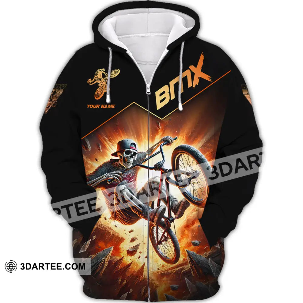 Man Shirt Custom Name Bmx Bike Gift Polo Hoodie Long Sleeve Zipper / S T-Shirt