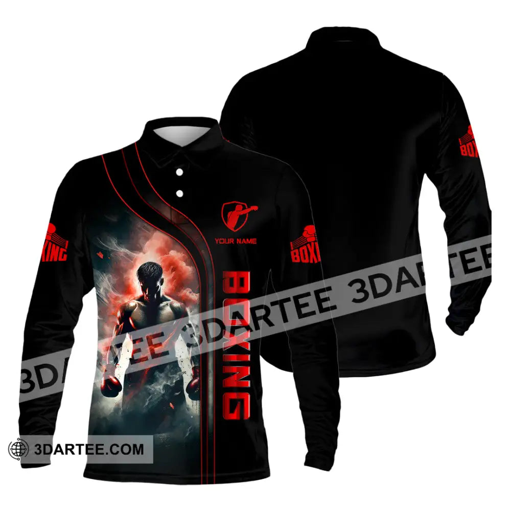 Man Shirt Custom Name Boxing Lover Hoodie Polo Long Sleeve Gift For Players / S T-Shirt