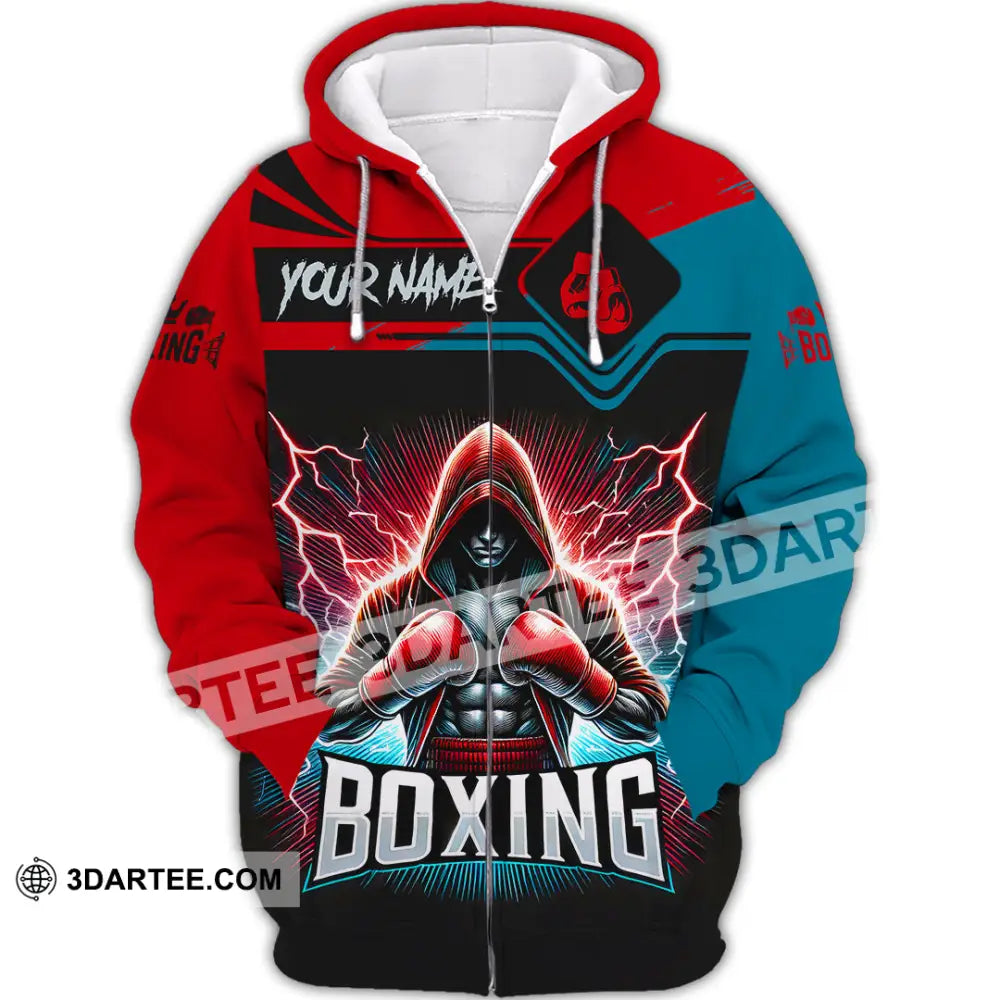 Man Shirt Custom Name Boxing Lover Hoodie Polo Long Sleeve Gift For Players Zipper / S T-Shirt