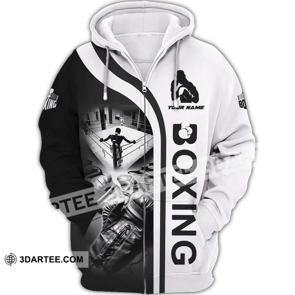 Man Shirt - Custom Name Boxing Lover Zipper Hoodie / S T-Shirt