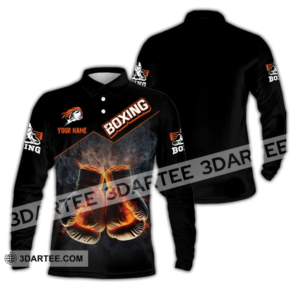 Man Shirt Custom Name Boxing Polo Long Sleeve Gift Players / S T-Shirt