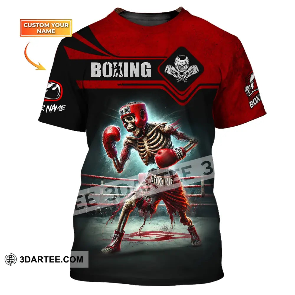 Man Shirt Custom Name Boxing Skull Polo Long Sleeve Gift For Lover T-Shirt