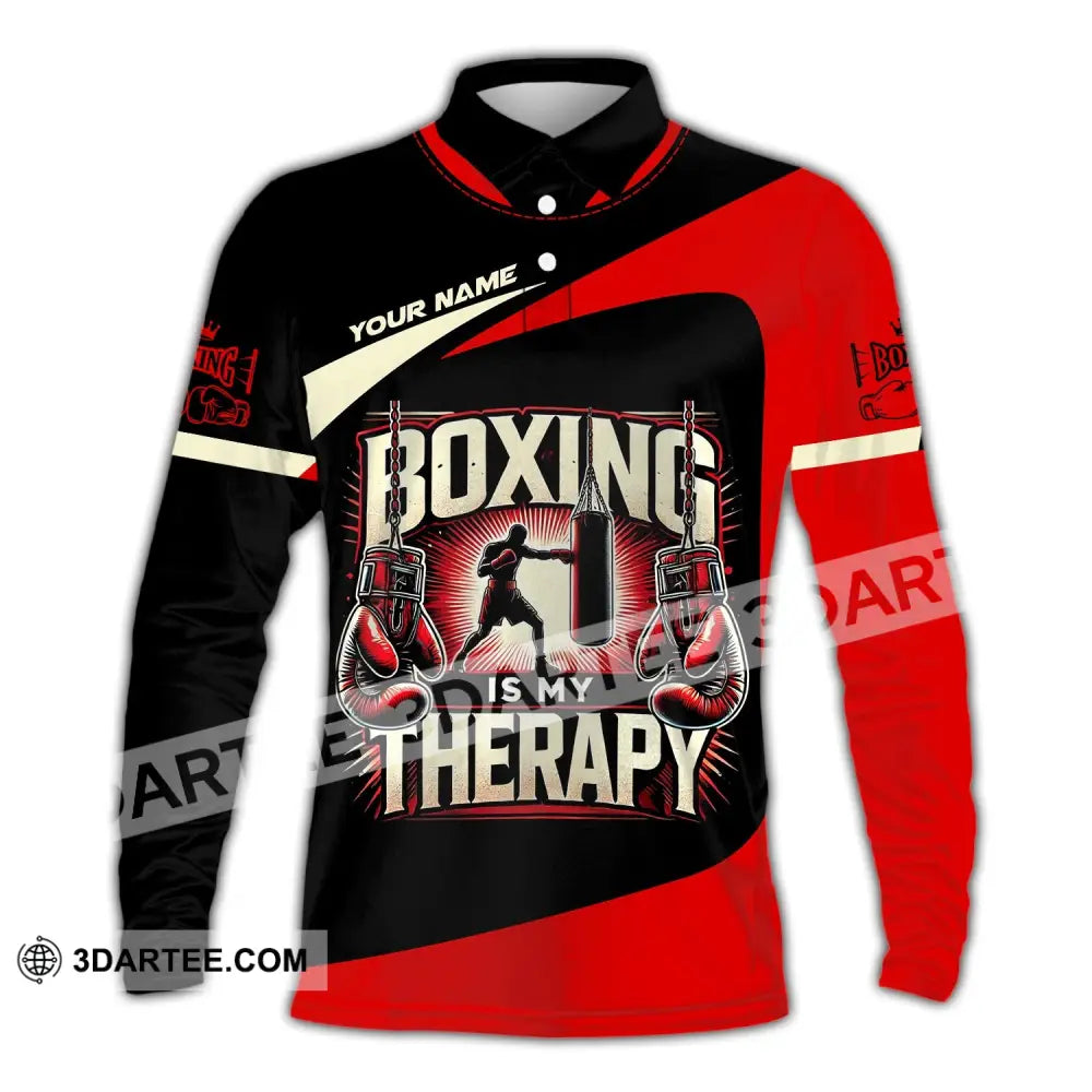 Man Shirt Custom Name Boxing T-Shirt For Club Gift Lovers Long Sleeve Polo / S T-Shirt