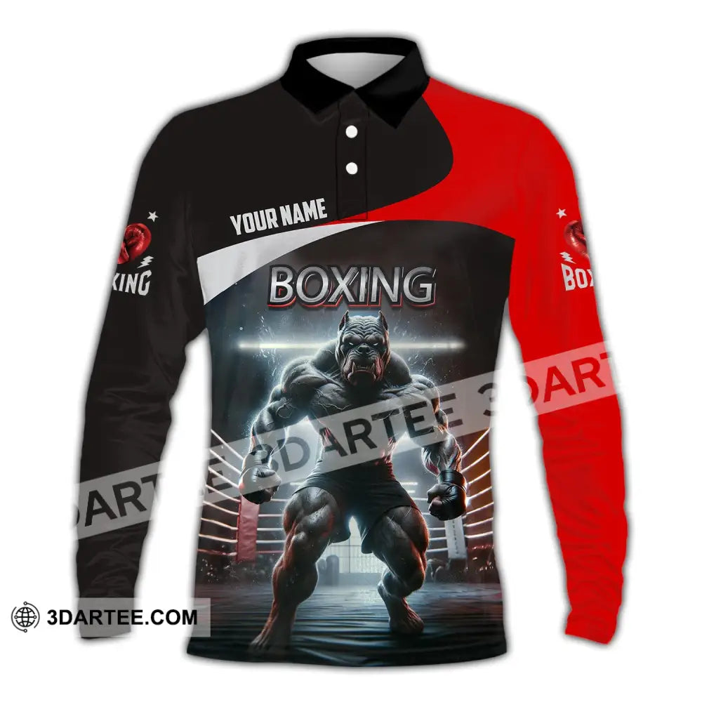 Man Shirt Custom Name Boxing T-Shirt For Club Gift Lovers Long Sleeve Polo / S T-Shirt