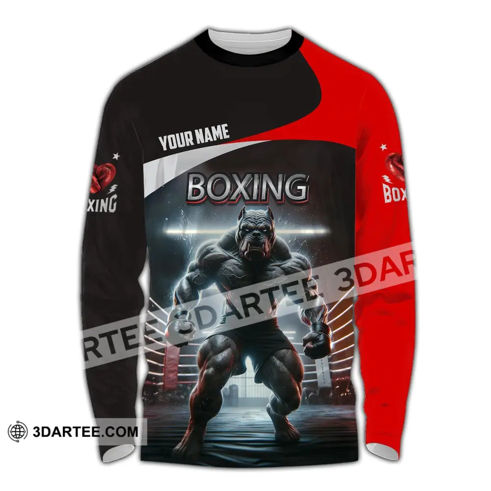 Man Shirt Custom Name Boxing T-Shirt For Club Gift Lovers Long Sleeve / S T-Shirt