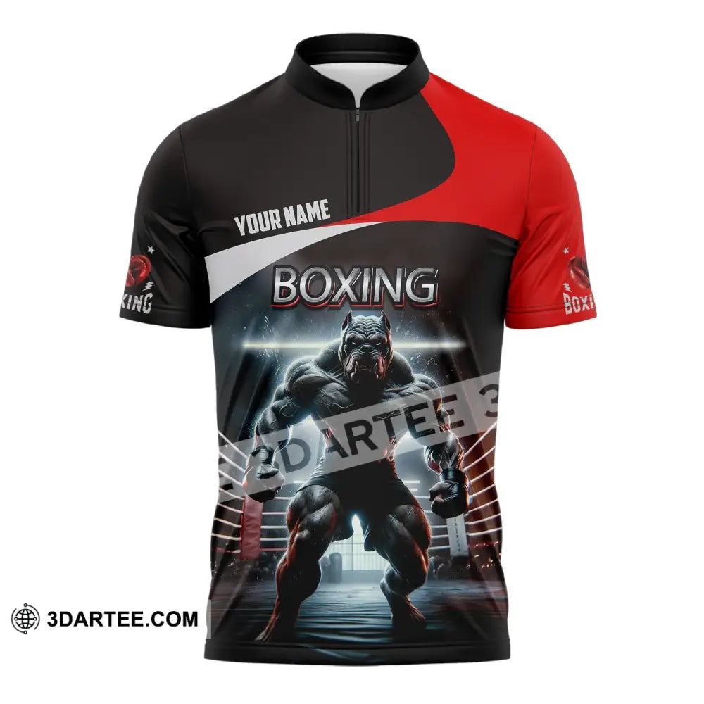 Man Shirt Custom Name Boxing T-Shirt For Club Gift Lovers Zipper Polo / S T-Shirt