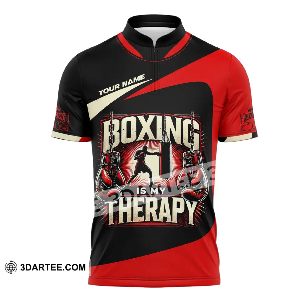 Man Shirt Custom Name Boxing T-Shirt For Club Gift Lovers Zipper Polo / S T-Shirt