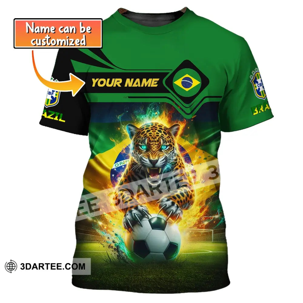 Man Shirt Custom Name Brazil Football Soccer T-Shirt Gift For Lover