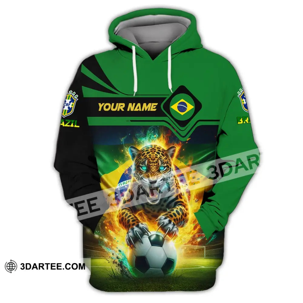 Man Shirt Custom Name Brazil Football Soccer T-Shirt Gift For Lover Hoodie / S