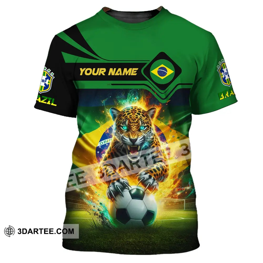 Man Shirt Custom Name Brazil Football Soccer T-Shirt Gift For Lover / S