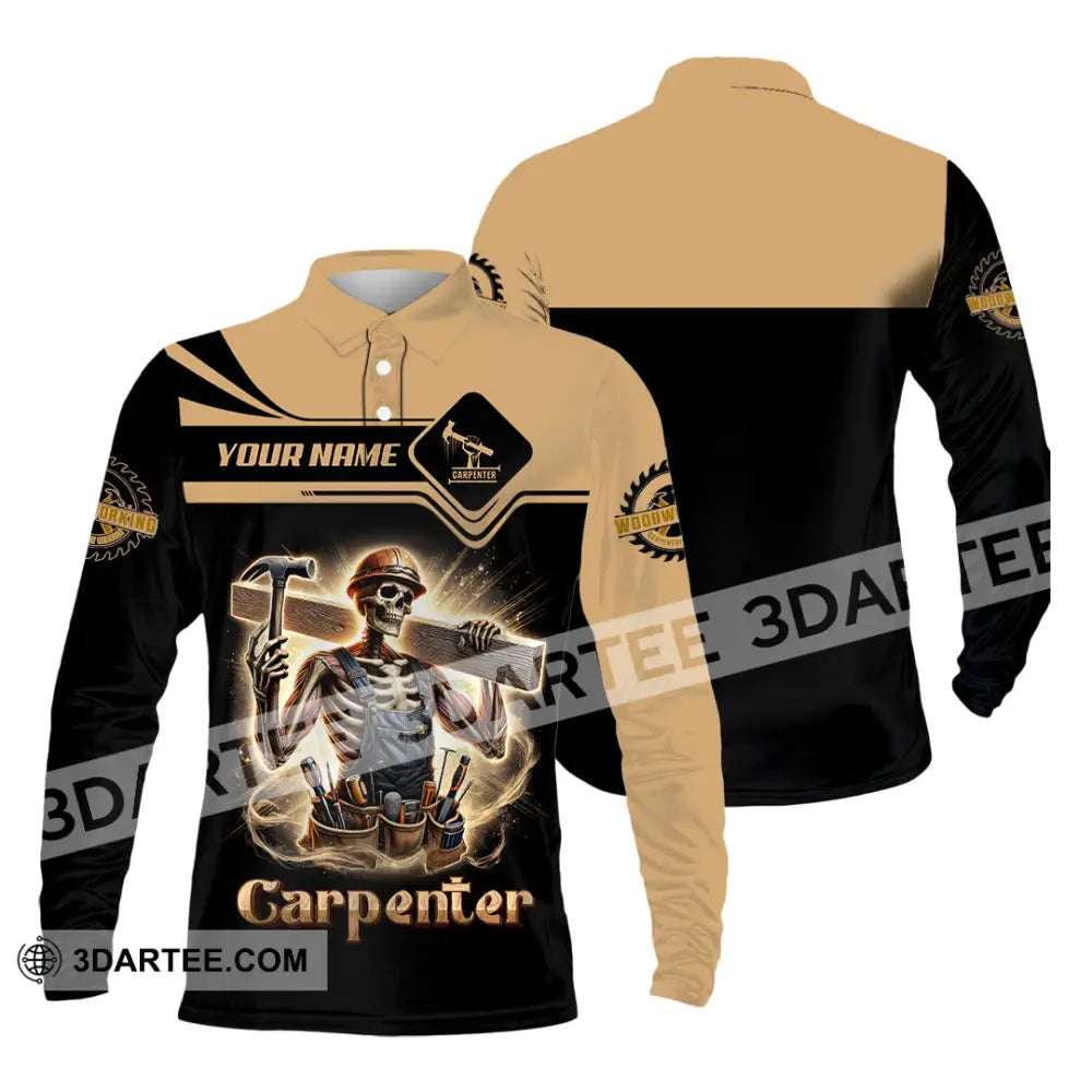 Man Shirt Custom Name Carpenter Polo Long Sleeve Gift For / S T-Shirt