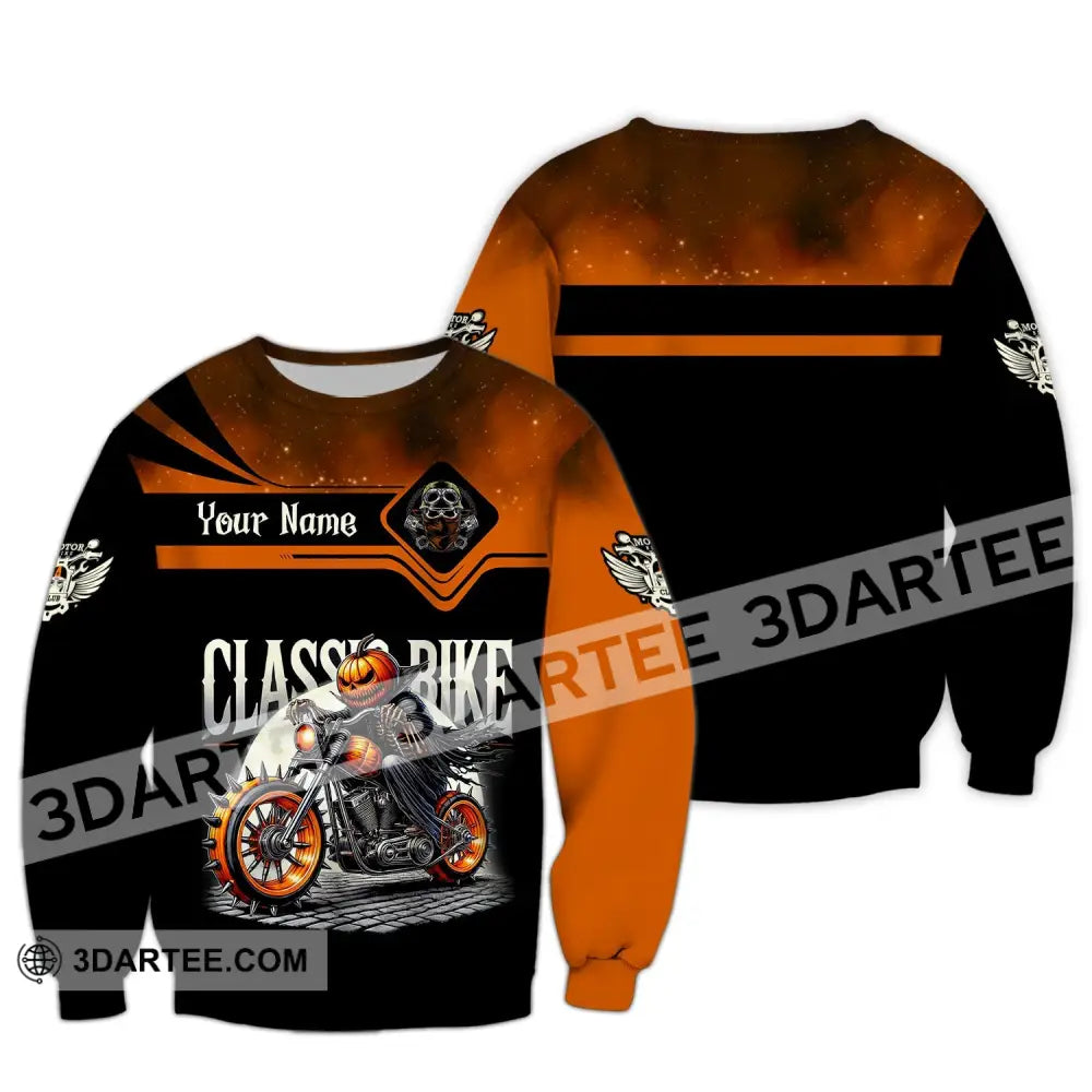 Man Shirt Custom Name Classic Bike Motorcycle T-Shirt Hoodie Long Sleeve / S T-Shirt