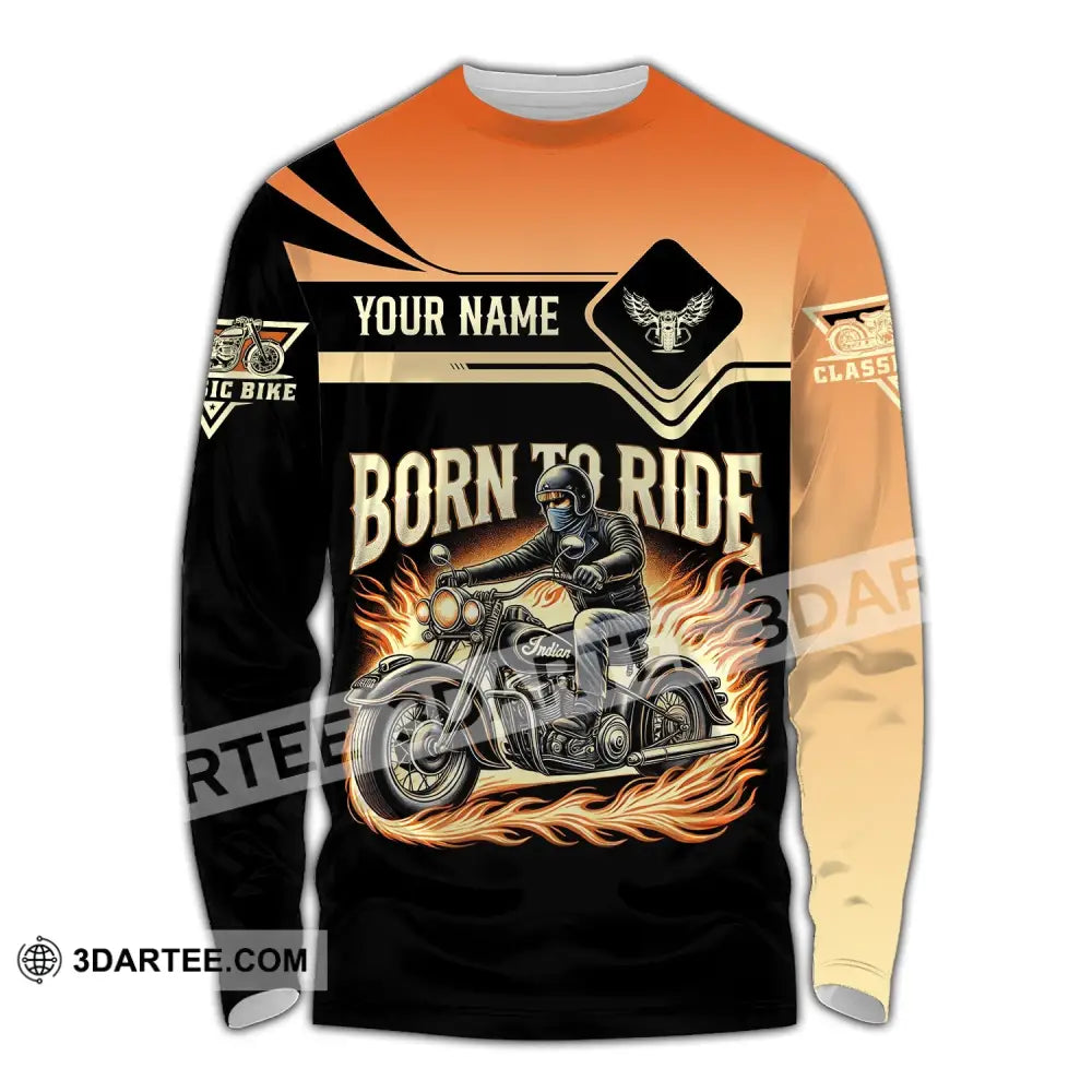 Man Shirt Custom Name Classic Bike Motorcycle T-Shirt Hoodie Long Sleeve / S T-Shirt