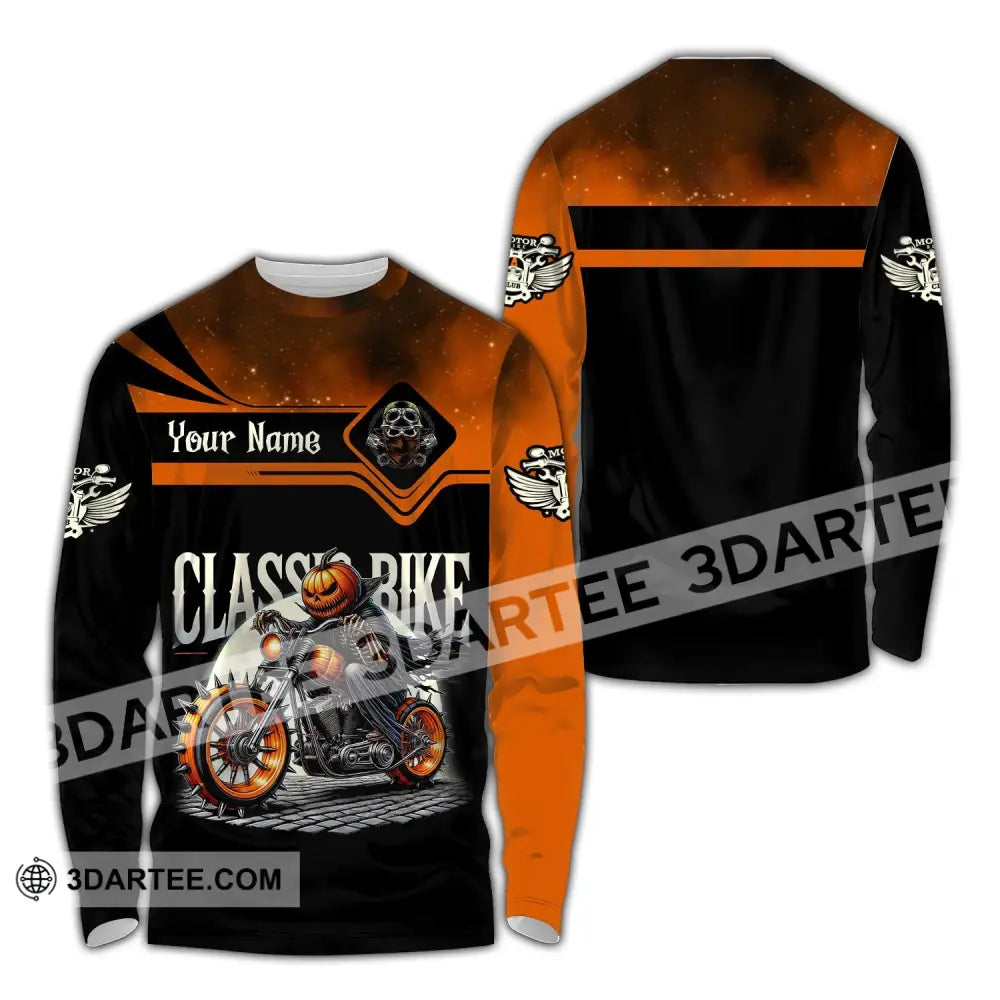 Man Shirt Custom Name Classic Bike Motorcycle T-Shirt Hoodie Long Sleeve / S T-Shirt