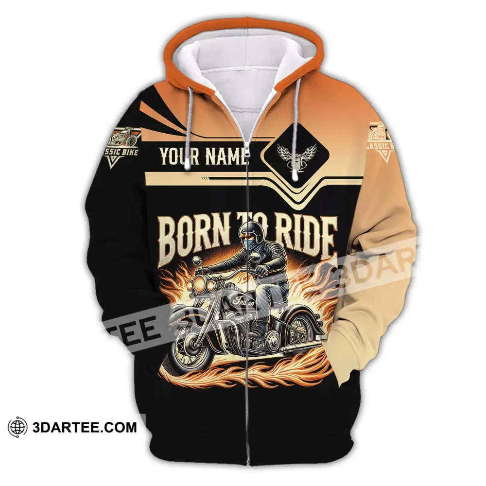 Man Shirt Custom Name Classic Bike Motorcycle T-Shirt Hoodie Long Sleeve Zipper / S T-Shirt