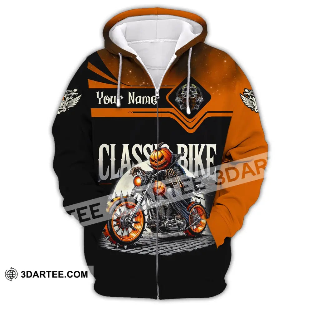 Man Shirt Custom Name Classic Bike Motorcycle T-Shirt Hoodie Long Sleeve Zipper / S T-Shirt