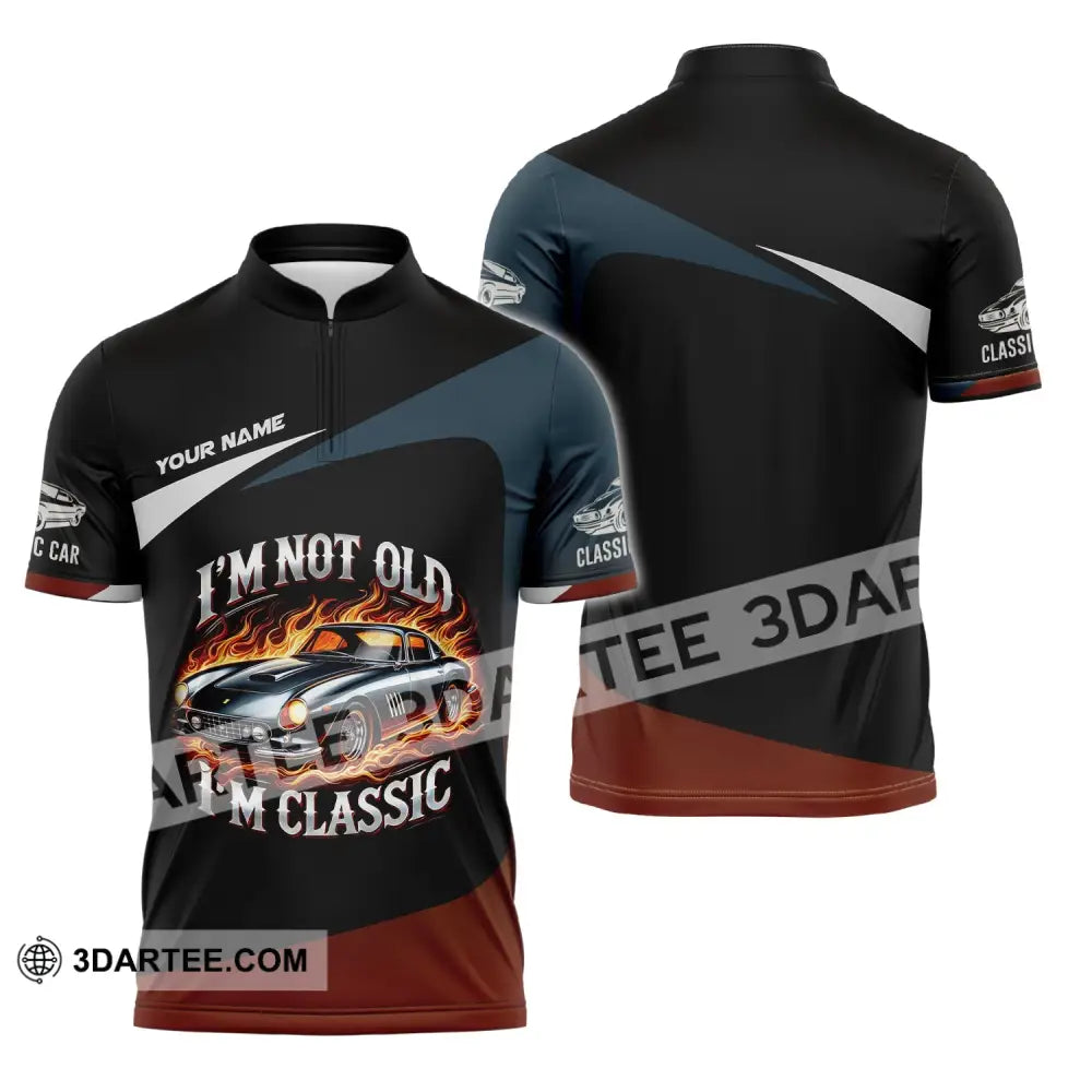 Man Shirt Custom Name Classic Car Lover T-Shirt Zipper Polo / S T-Shirt