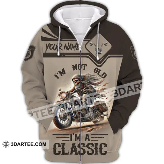 Man Shirt Custom Name Classic Motorcycle Lover Hoodie Polo Long Sleeve Zipper / S T-Shirt