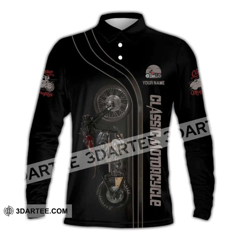 Man Shirt Custom Name Classic Motorcycle T-Shirt Hoodie Long Sleeve Polo / S T-Shirt