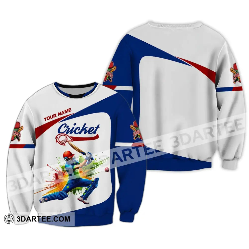 Man Shirt Custom Name Cricket T-Shirt Gift For Lover Player Apparel Long Sleeve / S