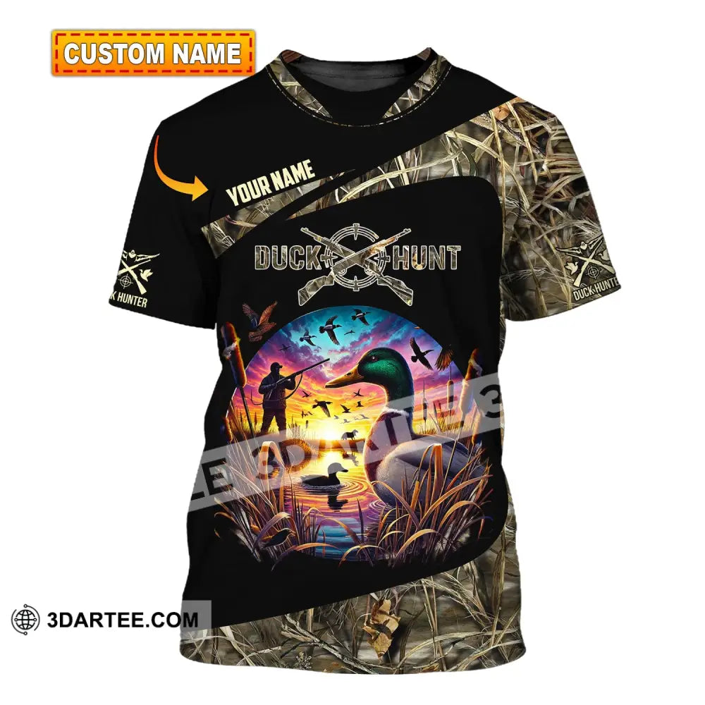 Man Shirt Custom Name Duck Hunter Hunting T-Shirt Hoodie Long Sleeve T-Shirt