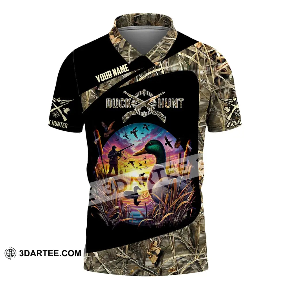 Man Shirt Custom Name Duck Hunter Hunting T-Shirt Hoodie Long Sleeve Polo / S T-Shirt