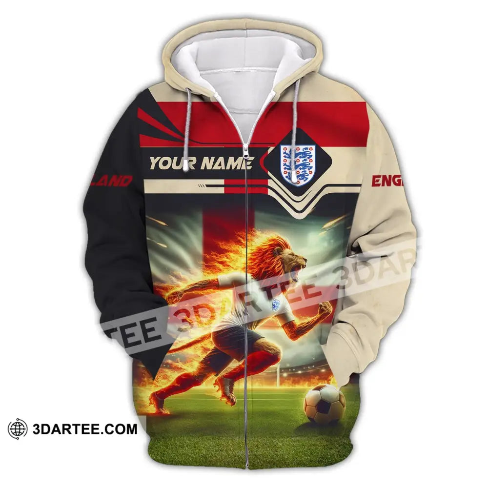 Man Shirt Custom Name England Football Soccer T-Shirt Gift For Lover Zipper Hoodie / S