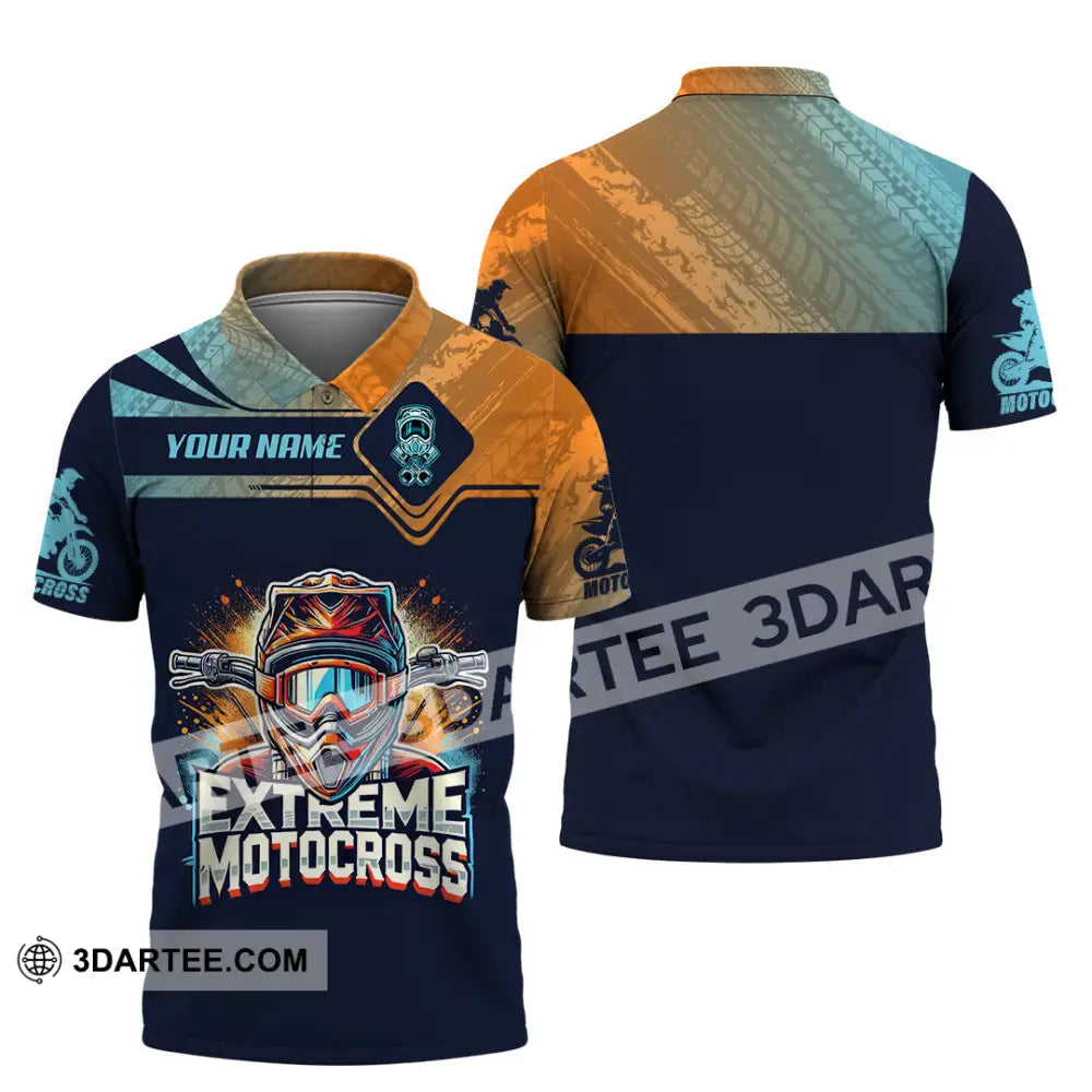 Man Shirt Custom Name Extreme Motocross Moto Cross Gift Polo Hoodie Long Sleeve / S T-Shirt