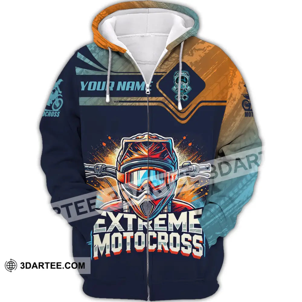 Man Shirt Custom Name Extreme Motocross Moto Cross Gift Polo Hoodie Long Sleeve Zipper / S T-Shirt