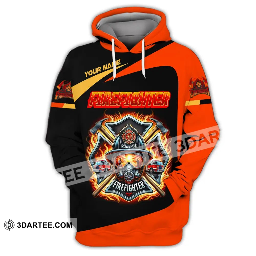 Man Shirt Custom Name Firefighter Fireman Hoodie Polo Long Sleeve / S T-Shirt