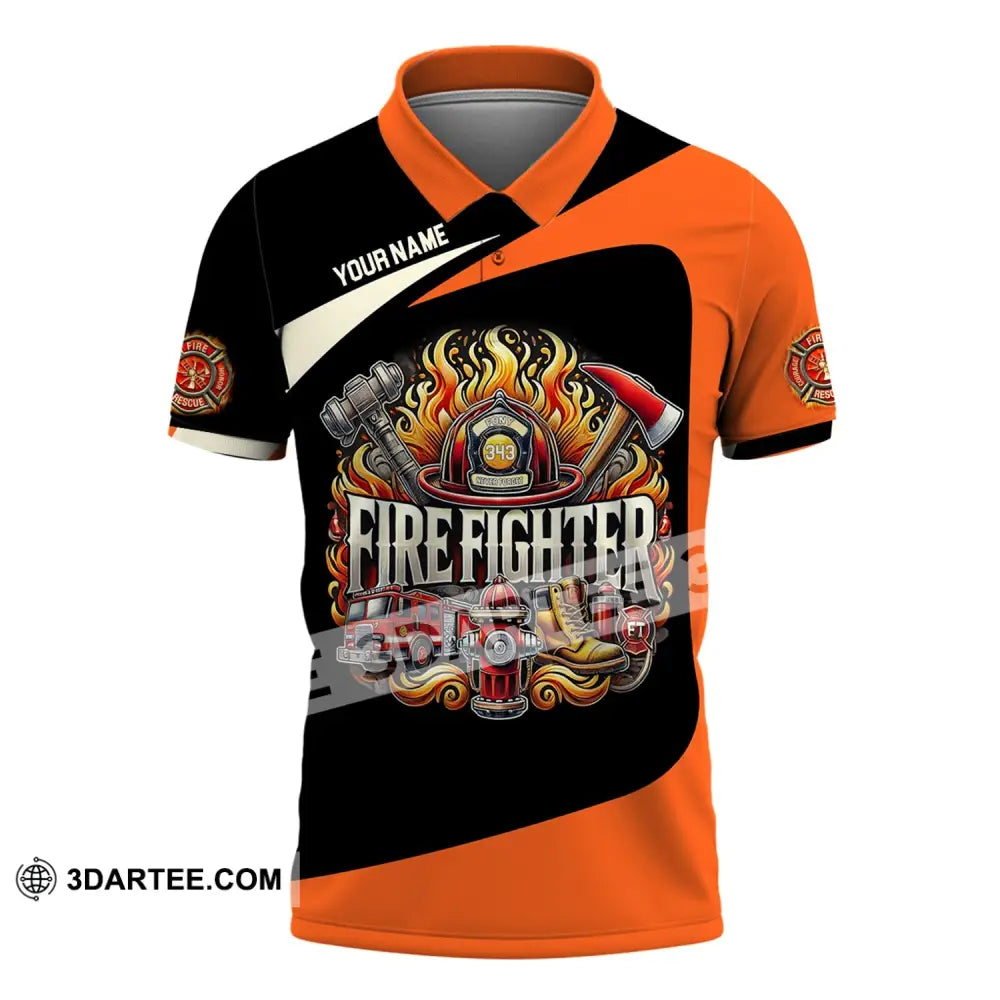 Man Shirt Custom Name Firefighter T-Shirt Hoodie Long Sleeve Polo / S T-Shirt